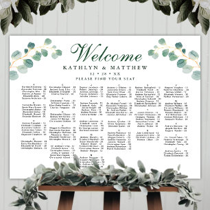 Eleganter Eukalyptus Hochzeit Alphabetisches Sitze Poster