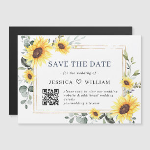Eleganter Eukalyptus Save the Date QR Magnetkarte