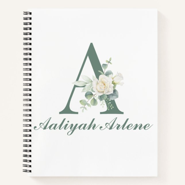 Eleganter Eukalyptus und benutzerdefinierte Rose I Notizbuch (Vorderseite)