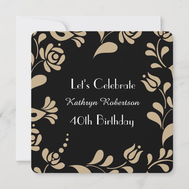 Eleganter Europäischer Volkskunst zum Geburtstag Einladung (Vorderseite)