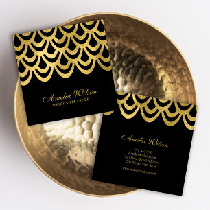 Eleganter Event-Planer Schwarz Bold Geometric Quadratische Visitenkarte