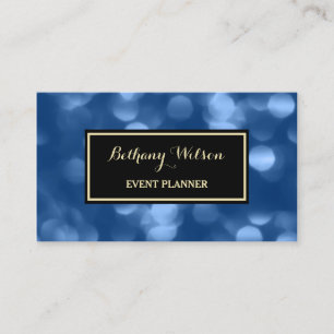 Eleganter Eventplaner Glamour Blue Luxe Bokeh Visitenkarte