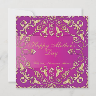 Eleganter Extravaganter Gold- und Magenta-Mutterta Karte