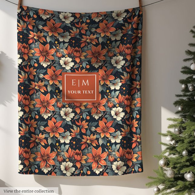 Eleganter Fall Blumendecke in rostigen Tönen Paste Fleecedecke (Elegant fall floral blanket in rusty tones pastel)