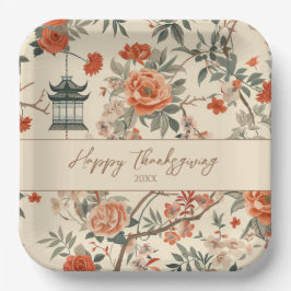 Eleganter Fall Chinoiserie Erntedank Pappteller