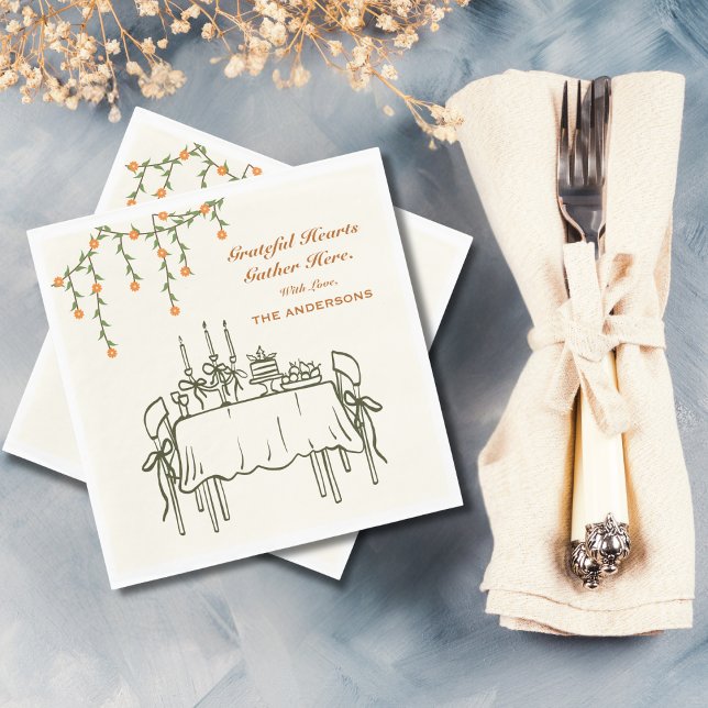 Eleganter Fall Erntedank Freundliches Abendessen Serviette (Von Creator hochgeladen)