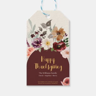 Eleganter Fall Floral Erntedank Geschenkanhänger