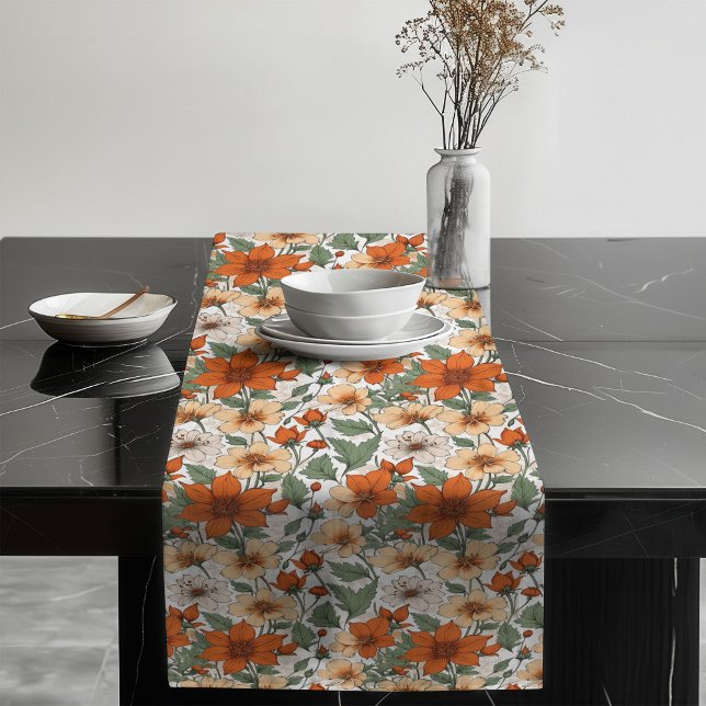 Eleganter Fall Foliage- und Blumentisch-Akzent Großer Tischläufer (Elegant Fall Foliage and Floral Table Accent Long Table Runner)