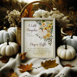 Eleganter Fall Gold Floral | Pumpkin Diaper Raffle Poster