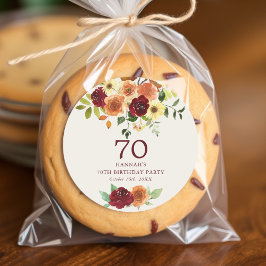 Eleganter Fall | Herbst Floral 70. Geburtstag Runder Aufkleber