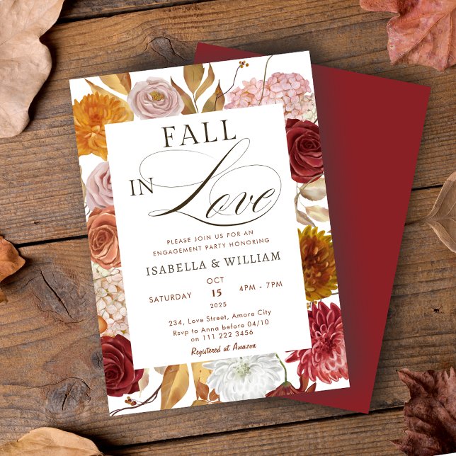 Eleganter Fall in Liebe florale Engagement Partei Einladung (Fall in Love Floral Engagement Party Invitation)