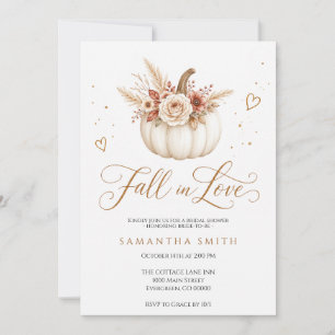 Eleganter 'Fall in Love'-Kürbis-Blumen-Brautjungge Einladung