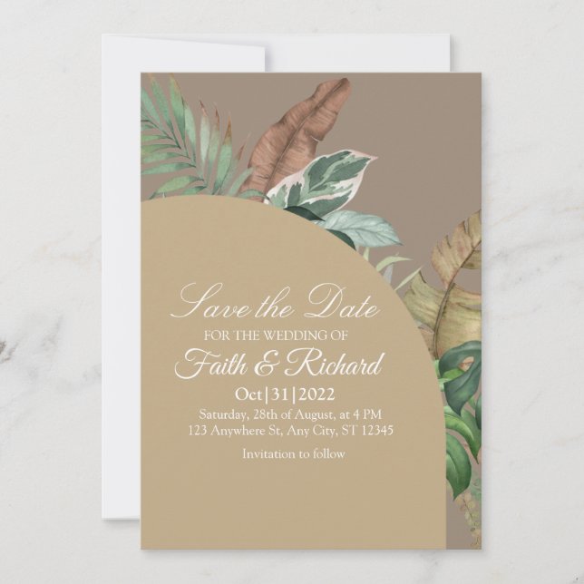 Eleganter Fall Pampas Grass Wedding Save the Date (Vorderseite)