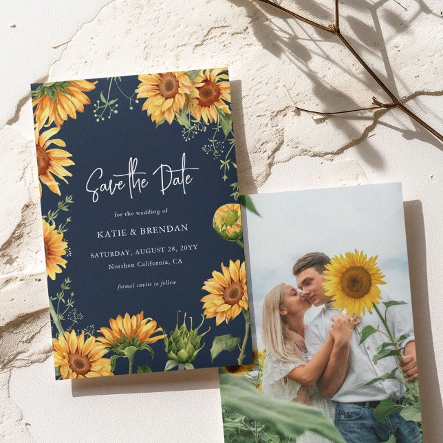 Eleganter Fall Sonnenblume Blumen & Hochzeit der M Save The Date (Von Creator hochgeladen)