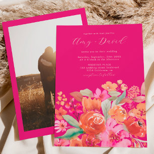 Eleganter Fall Terracotta boho Foto Hochzeit Einladung