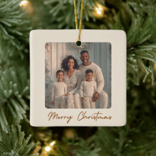 Eleganter Familienfoto-Frohe-Weihnachten-Schmuck  Keramikornament