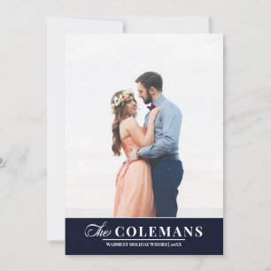 Eleganter Familienname Blau   Vertikales Ferienfot Feiertagskarte