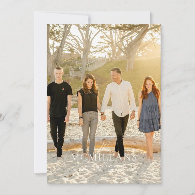 Eleganter Familienname Blumenweihnachtsfest Einladung (Vorderseite)