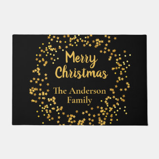 Eleganter Familienname Frohe Weihnachten Goldene S Fußmatte