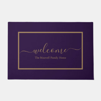 Eleganter Familienname für lila und goldene Schrif Fußmatte