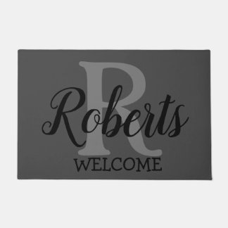 Eleganter Familienname Mit Monogramm Fußmatte