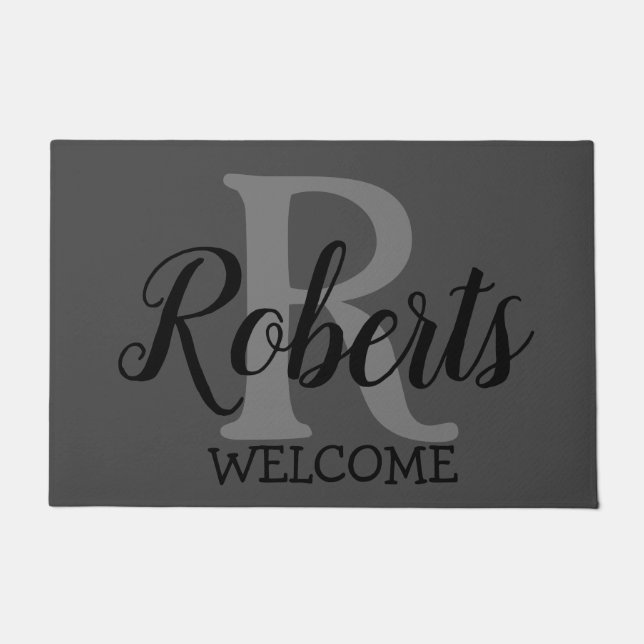 Eleganter Familienname Mit Monogramm Fußmatte (Vorderseite)