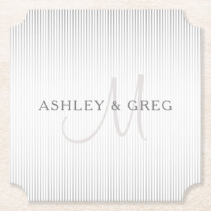 Eleganter Familienname Monogramm & dünne graue Str Untersetzer