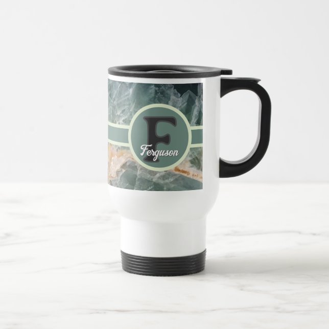 Eleganter Familienname Monogramm Edelstein Initial Reisebecher (Rechts)