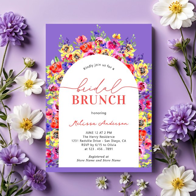 Eleganter farbenfroher Blumengarten Bridal Brunch Einladung (Von Creator hochgeladen)