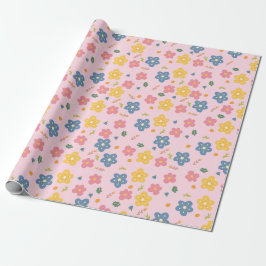 Eleganter farbenfroher Blumenmuster Geburtstag Geschenkpapier