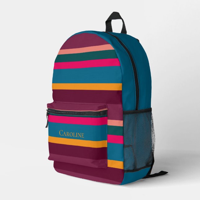 Eleganter farbenfroher gestreifter Druck-Schnitt N Bedruckter Rucksack (Rückseitige Ecke Rechts)
