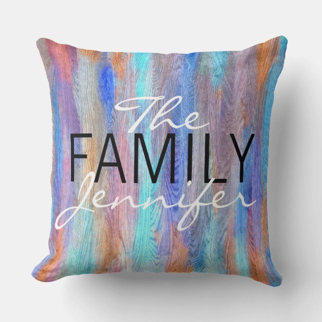 Eleganter farbenfroher, moderner Holzkörner-Hinter Kissen (Vorderseite)