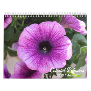 Eleganter Farbenfroher Petunias Botanischer Kalend Kalender