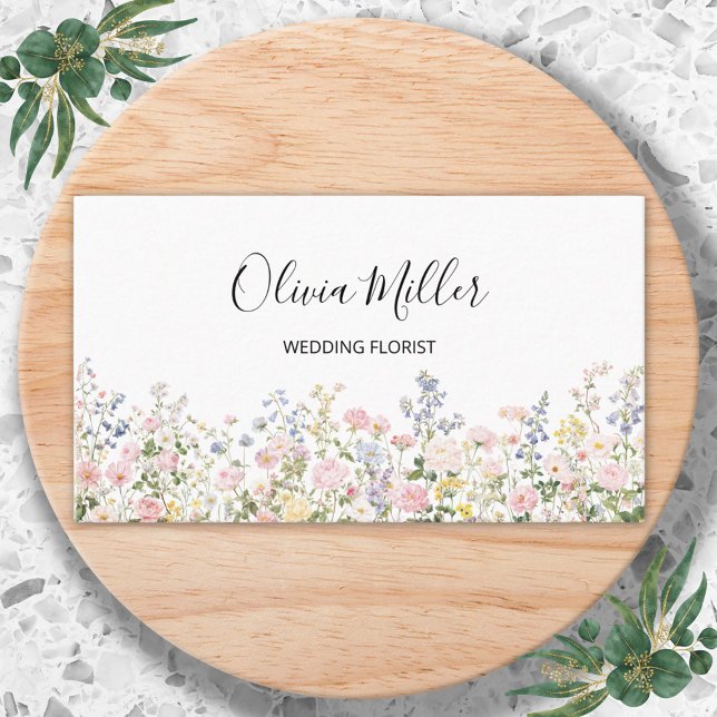 Eleganter Farbiger Blumengarten Floral QR-Code Visitenkarte (Close up)