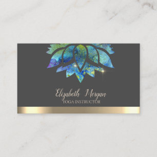 Eleganter Farbiger Lotus Goldstreifen Yoga Visitenkarte