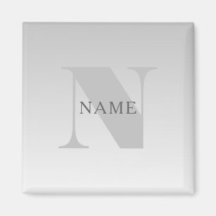 Eleganter Faux-Silber-Grau-Verlauf-Monogramm-Klass Magnet