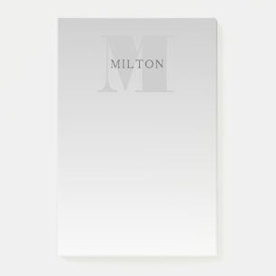 Eleganter Faux-Silber-Grau-Verlauf-Monogramm-Klass Post-it Klebezettel