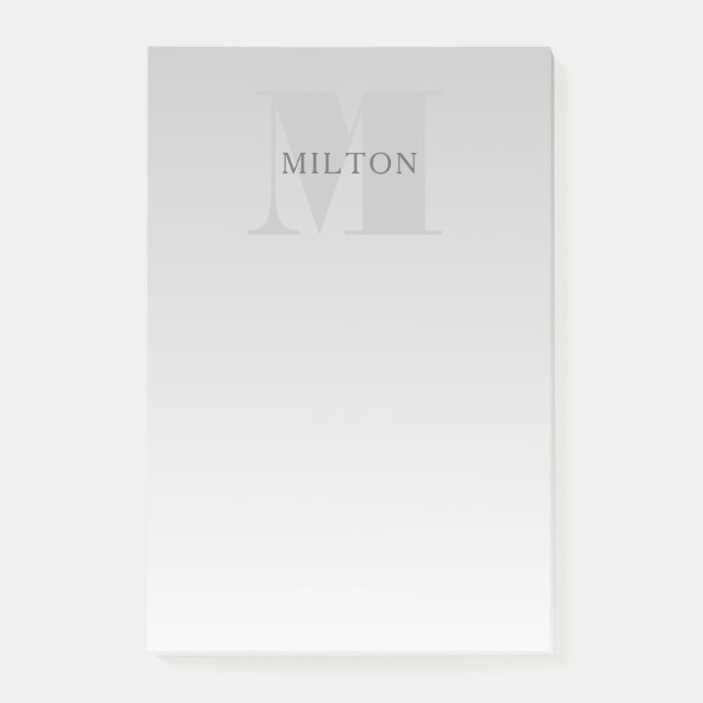 Eleganter Faux-Silber-Grau-Verlauf-Monogramm-Klass Post-it Klebezettel (Vorderseite)