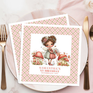 Eleganter Feengarten Rosa Blumenparty Geburtstag Serviette