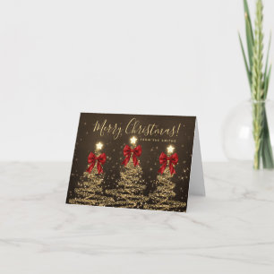 Eleganter Feiertags-Gold-Weihnachtsbaum Gruß Rot Feiertagskarte