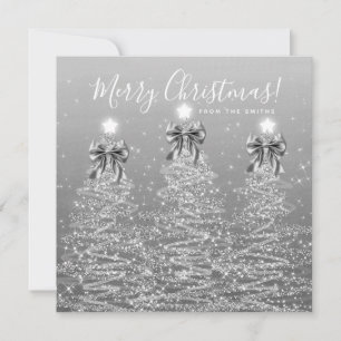 Eleganter Feiertags-Silber-Weihnachtsbaum-Gruß Feiertagskarte