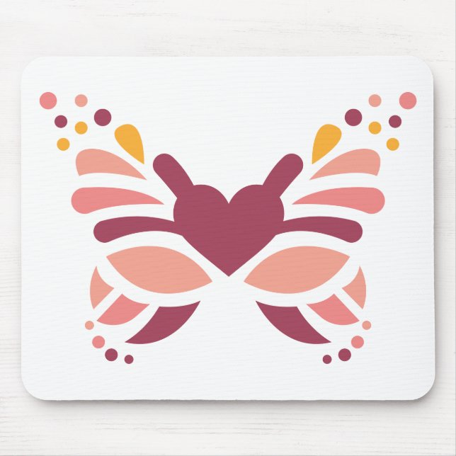 Eleganter femininer Boho-Pastell-Schmetterling Mousepad (Vorne)