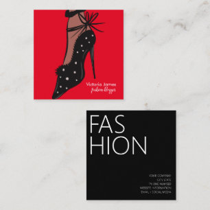 Eleganter Ferse Schönheit Fashionista Blogger Plan Quadratische Visitenkarte