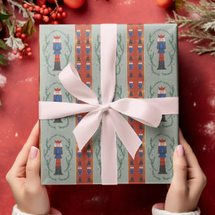 Eleganter Festlicher Roter Froher Weihnachten Nuss Geschenkpapier
