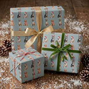 Eleganter festlicher Snow Blue Welppy Dog Weihnach Geschenkpapier