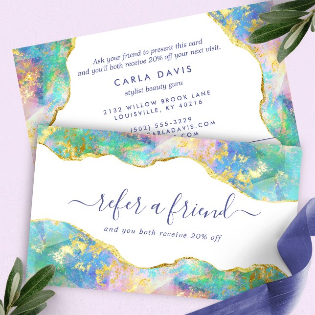 Eleganter Feuerwehrmann Opal Moderner Edelstein Empfehlungskarte (Von Creator hochgeladen)