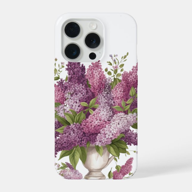 Eleganter Flieder-Blumenstrauß-Vase iPhone  Hülle (Rückseite)