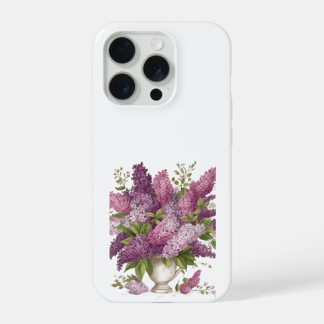 Eleganter Flieder-Blumenstrauß-Vase iPhone  Hülle (Rückseite)