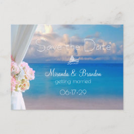 Eleganter Floral Beach Sommer Sunset Save the Date Ankündigungspostkarte