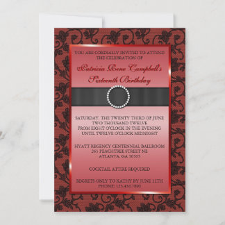 Eleganter Floral Lace Invite [Rot] Einladung